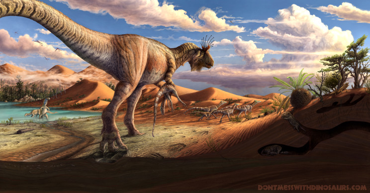 Illustration for the Poison Spider Dinosaur tracksite 